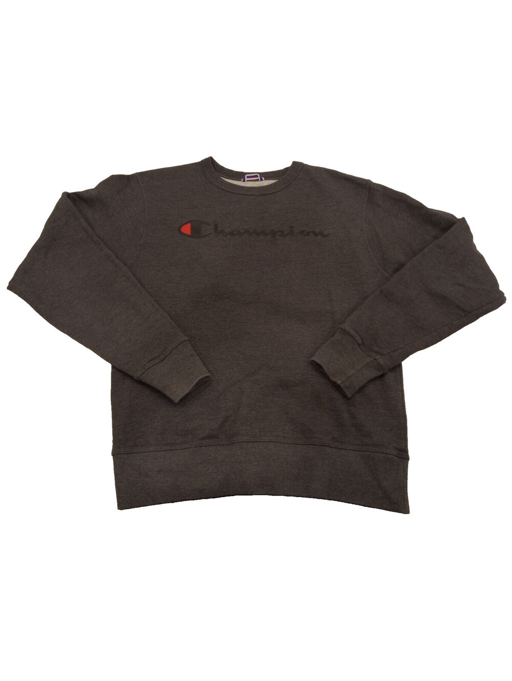 Champion Sweatshirt Mens Small Dark Gray Spellout Logo Crewneck Fleece Top S
